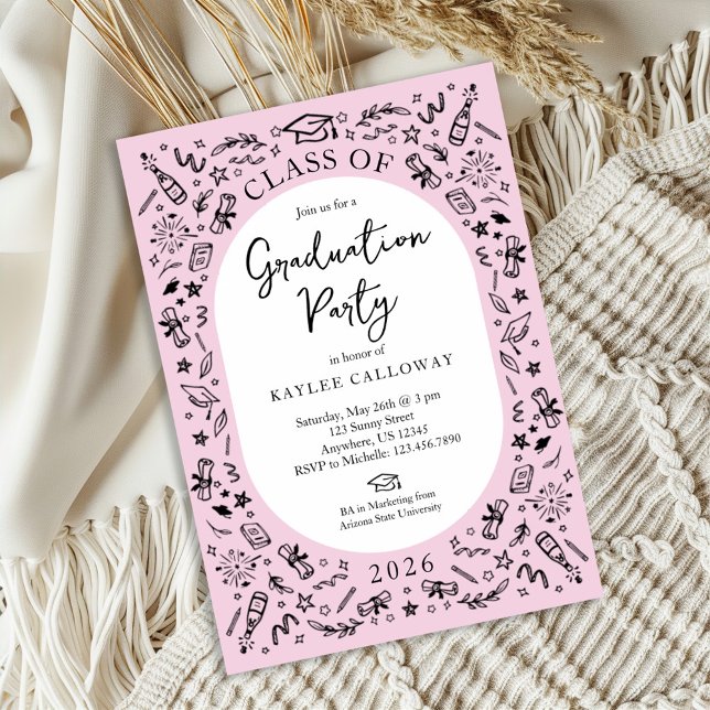 Convites Pink College Graduation Invitation (Criador carregado)