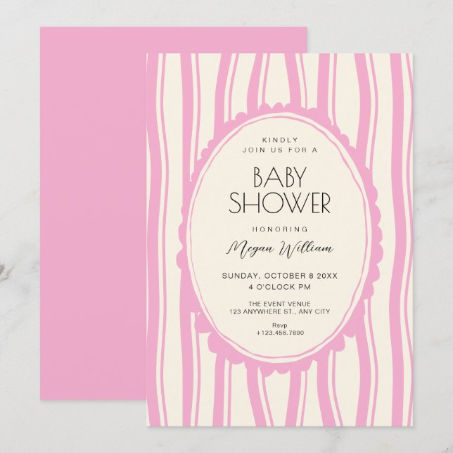 Convites Pink coquette  (Frente/Verso)