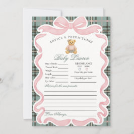 Convites Pink Coquette Bow Bear Girl Advice for Baby Card
