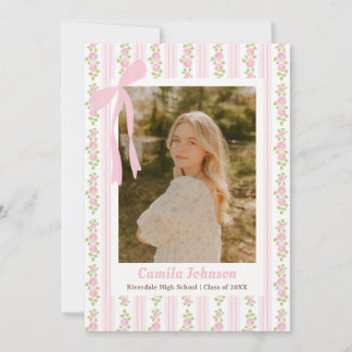 Convites Pink Coquette Floral Graduation Invitation