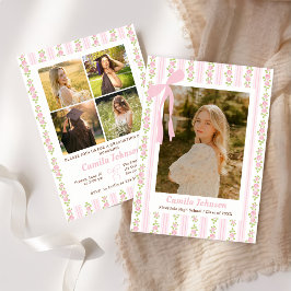 Convites Pink Coquette Floral Graduation Invitation