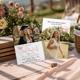 Convites Pink Coquette Graduation Photo Invitation