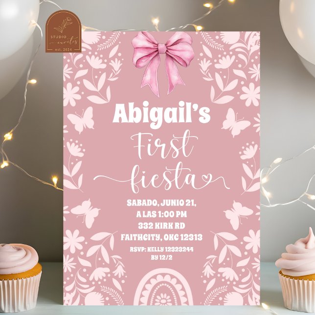 Convites Pink Coquette Talavera Cielito Lindo First Fiesta (Criador carregado)