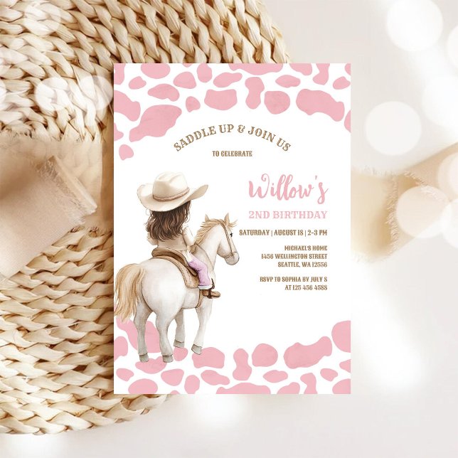 Convites Pink Cowboy Girl Birthday Invitation (Criador carregado)