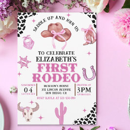 Convites Pink Cowgirl First Rodeo Birthday Western Party