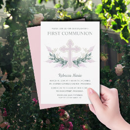 Convites Pink Cross and Sair First Communes