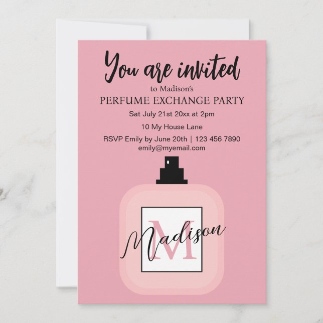 Convites Pink Custom Perfume Exchange Party (Frente)