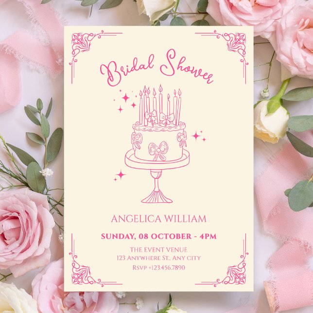 Convites Pink cute cake bridal shower (Criador carregado)