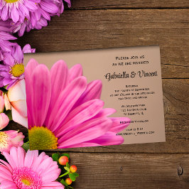 Convites Pink Daisy em Tan Wedding