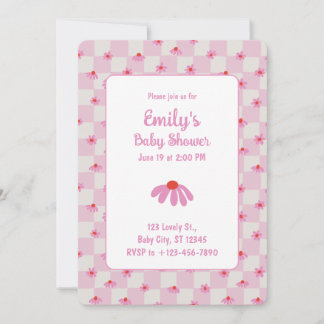 Convites Pink Daisy for Baby Girl | Baby Shower Invitation