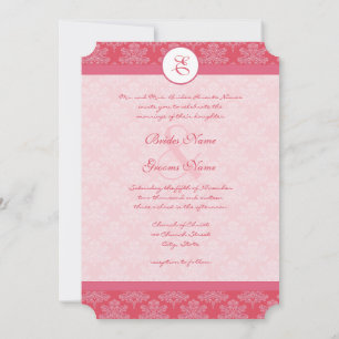 Convites Pink Damask Wedding Invitation
