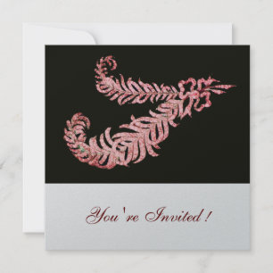 Convites PINK DIAMOND FEATHTHERS, Silver Metálico