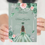 Convites Pink Dusty Green Silver Mis Quince 15 Anos<br><div class="desc">Pink Quinceañera Dusty Green Silver Crown Convite Mis Quince 15 Anos,  16º Aniversário, </div>