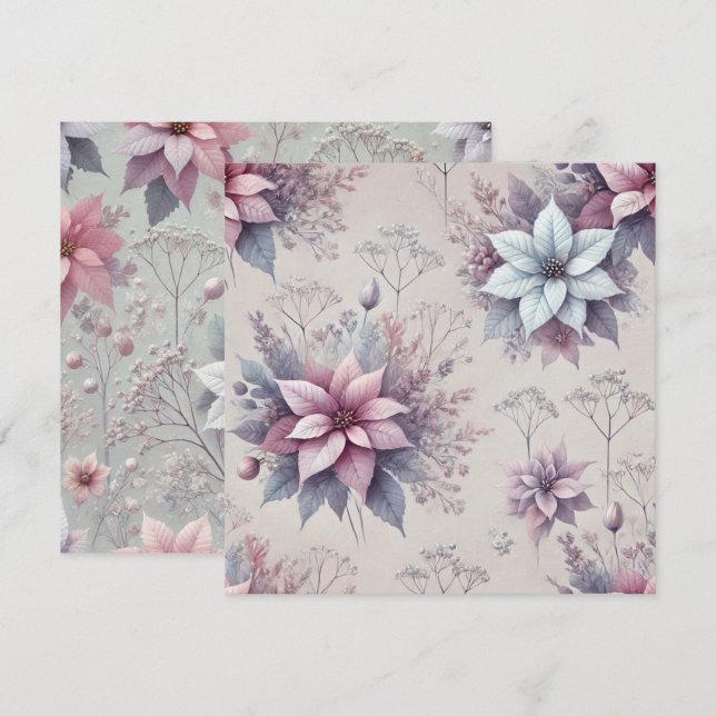 Convites Pink e Lavanda Pintable Poinsettia Scrapbook (Frente/Verso)