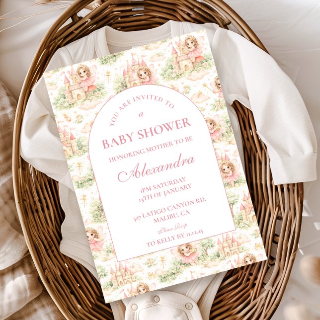 Convites Pink Fairy Garden Baby Shower (Criador carregado)