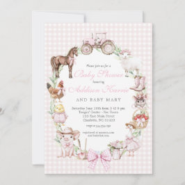Convites Pink Farm Baby Shower invitation