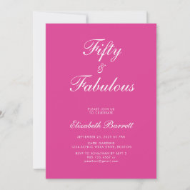 Convites Pink Fifty and Fabulous Script 50th Birthday Party