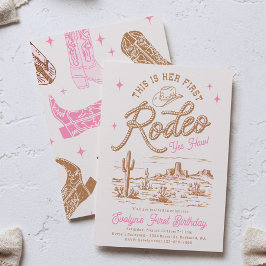 Convites Pink First Rodeo Invitation