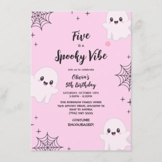 Convites Pink Five é um Aniversário de 5 anos de Halloween 