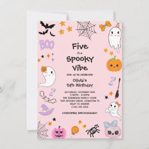 Convites Pink Five é um Aniversário de 5 anos de Halloween