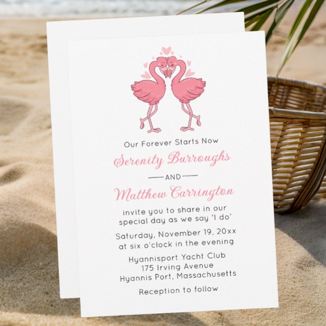Convites Pink Flamingo Hawaiian Tropical Beach Wedding (Criador carregado)