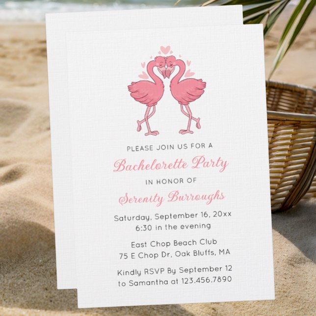 Convites Pink Flamingo Tropical Beach Bachelorette Party (Criador carregado)