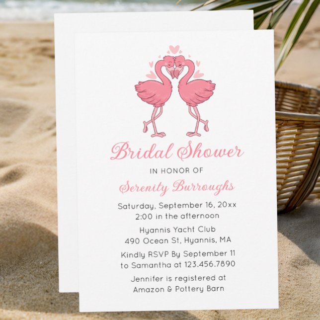 Convites Pink Flamingos Tropical Summer Beach Bridal Shower (Criador carregado)