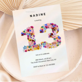 Convites Pink Floral 13th Birthday Garden Spring Wildflower