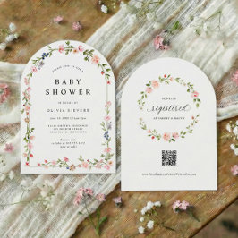 Convites Pink Floral Arch Baby Girl Shower