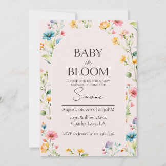 Convites Pink Floral Baby in Bloom Baby shower Invite 