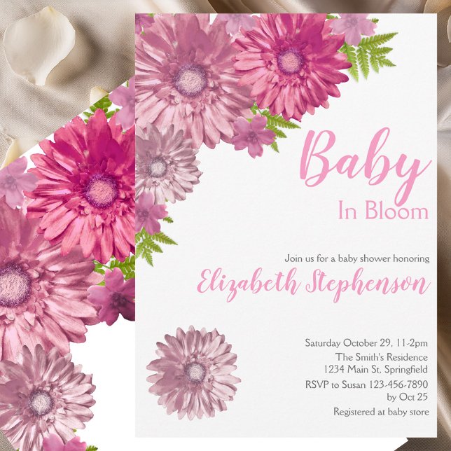 Convites Pink Floral Baby In Bloom Floral Baby Shower (Criador carregado)