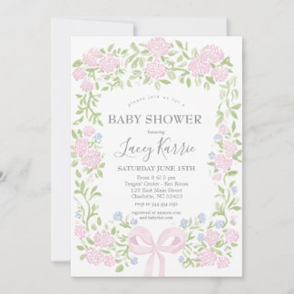 Convites Pink Floral Baby Shower Invitation,