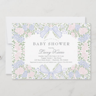 Convites Pink Floral Baby Shower Invitation,