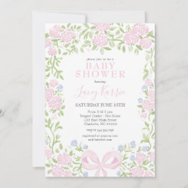 Convites Pink Floral Baby Shower Invitation, 