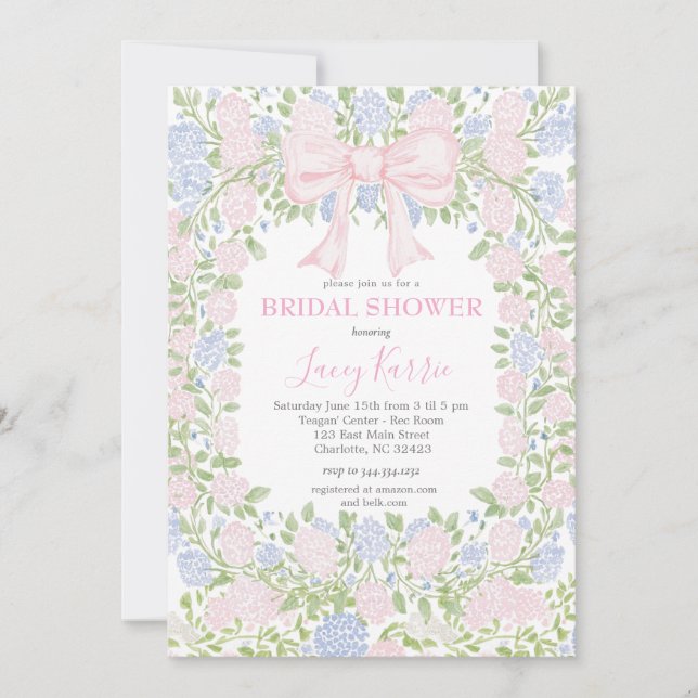 Convites Pink  Floral Bridal Shower Invitation (Frente)
