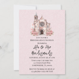 Convites Pink Floral Church Bridesmaids Luncheid