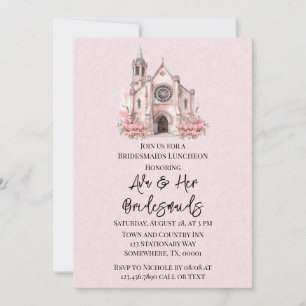 Convites Pink Floral Church Bridesmaids Luncheid