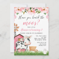 Pink Floral Daisy Ouve A Vaca Moos Aniversário