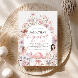 Convites Pink Floral Fairy First Birthday Invitation