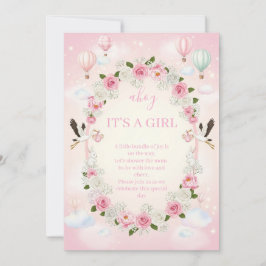 Convites Pink Floral "It's a Girl" Baby Shower Invite 