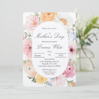 Convites Pink floral Mother's Day 