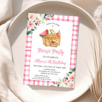 Pink Floral Picnic Basket Picnic Birday