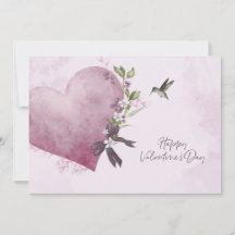 Pink Floral Valentine's Day Card with Floral Heart
