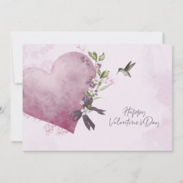Convites Pink Floral Valentine's Day Card with Floral Heart