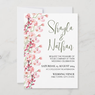 Convites Pink Floral Wedding & Birthday Invitation
