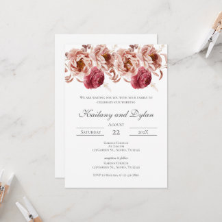 Convites Pink Floral Wedding invitation