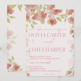 Convites Pink Floral Wedding Invitation – Elegant Rustic