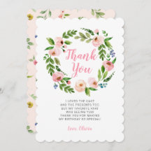 Pink Floral Wreath Peony Aniversário Obrigado Cart