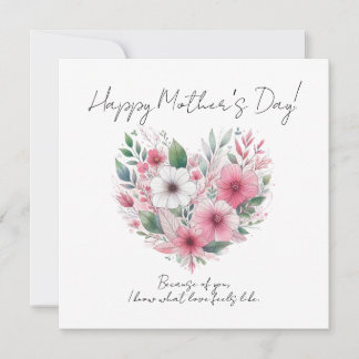 Convites Pink Flower Heart Happy Mother’s Day