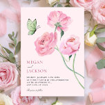 Convites Pink flower minimalist wedding<br><div class="desc">Pink flower minimalist</div>